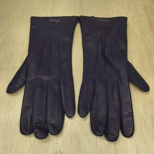 New Coach Dark Plum Leather Gloves
